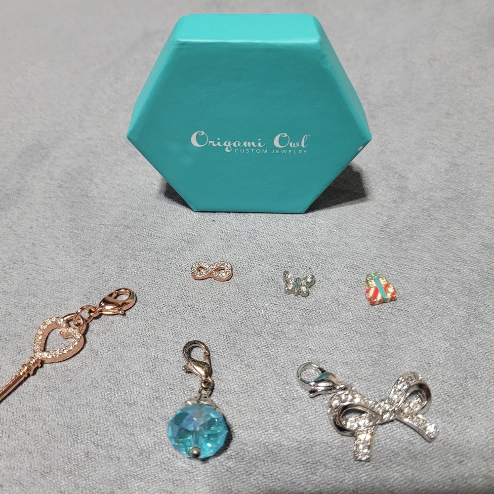 Origami Owl Silver and Blue Charm Set